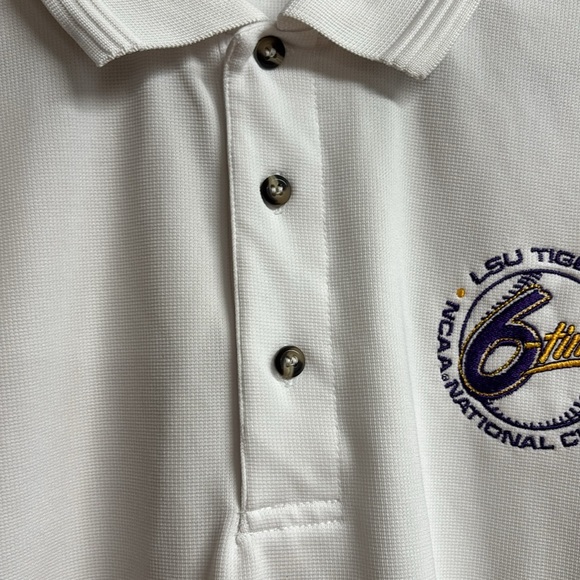 LSU NCAA White Polo Shirt Size Medium - Picture 5 of 10